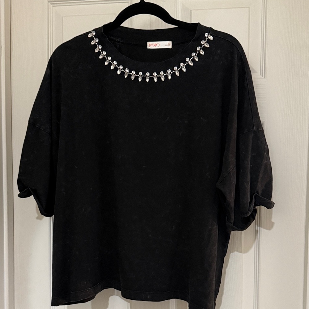 Embellished Black Women's Tshirt